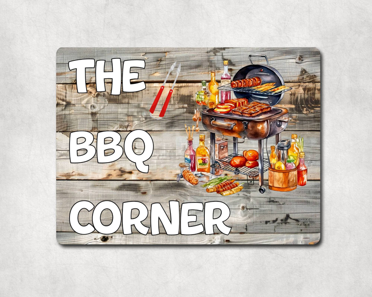 Garden Food Metal Sign Gift - The BBQ Corner - Cute Fun Novelty Family Drink Aluminium Present