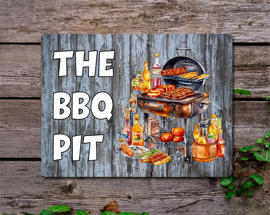 Garden Food Metal Sign Gift - The BBQ Pit - Cute Fun Novelty Family Drink Aluminium Present