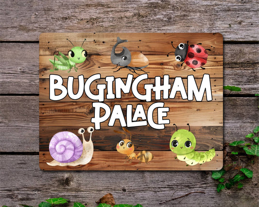 Insect Metal Sign Gift - Bugingham Palace - Cute Fun Novelty Family Aluminium Animal Present
