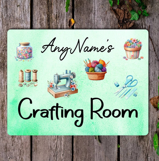Craft Metal Sign Gift - Any Names Crafting Room - Cute Fun Novelty Family Aluminium Present