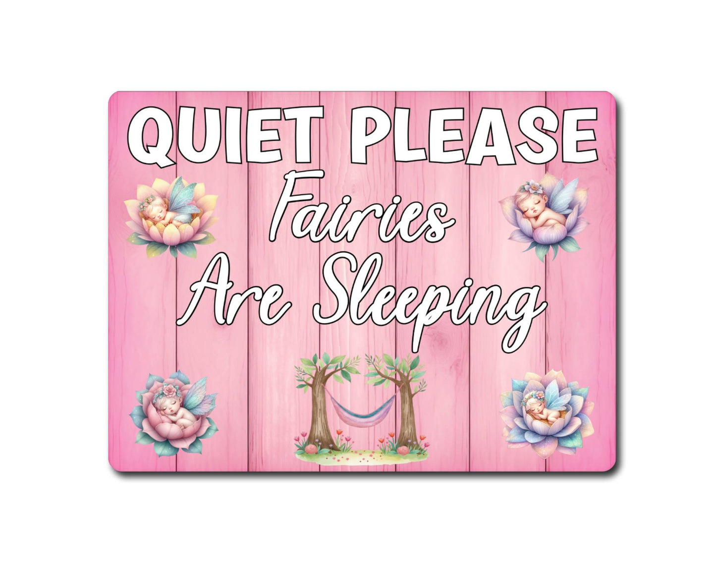 Fairy Metal Sign Gift - Quiet Please Fairies Are Sleeping - Cute Fun Novelty Family Aluminium Fae Present