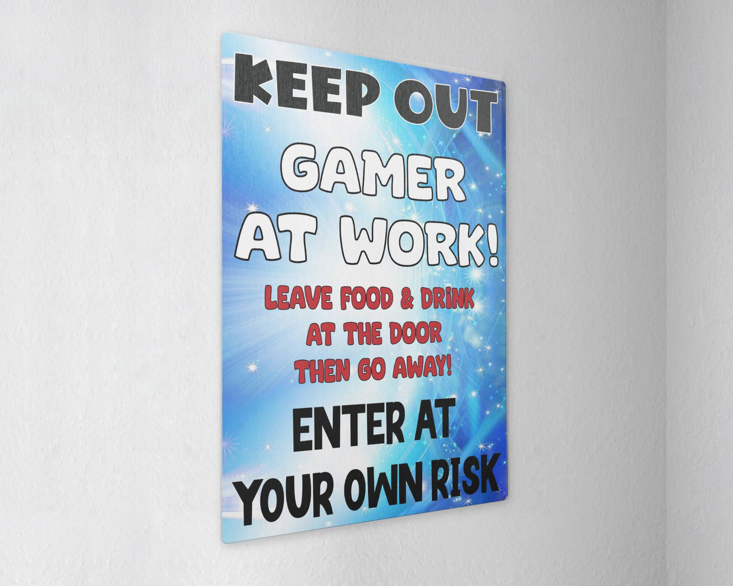 Gaming Metal Sign Gift - Keep Out - Gamer At Work - Cute Fun Novelty Aluminium Present