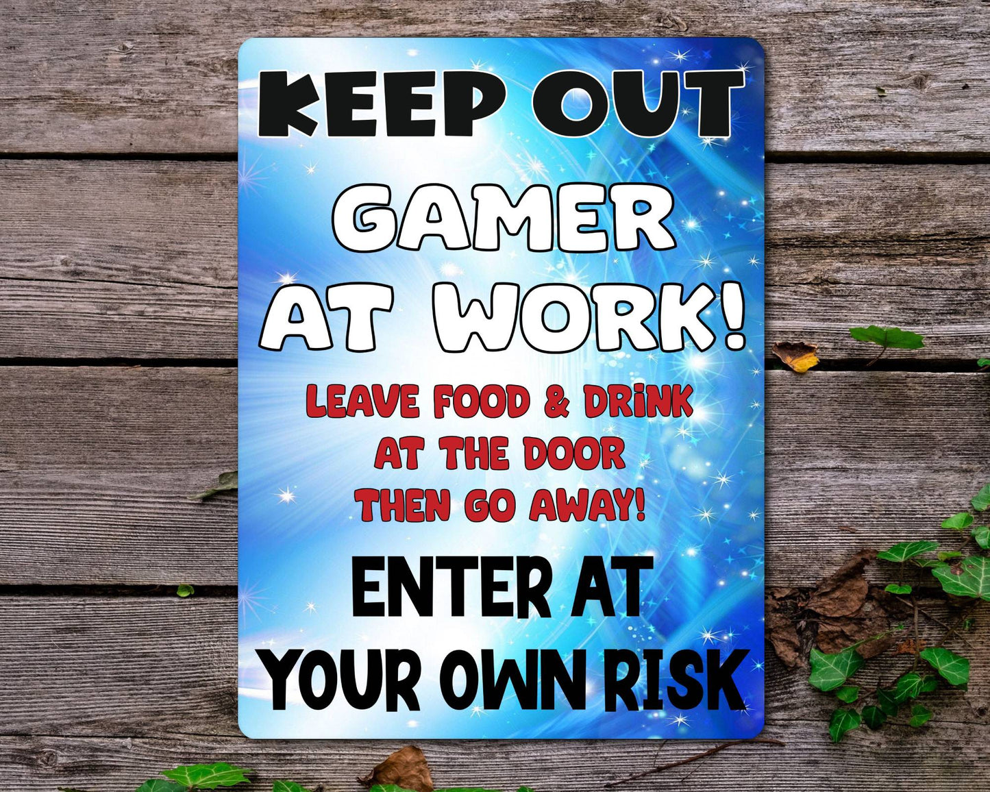 Gaming Metal Sign Gift - Keep Out - Gamer At Work - Cute Fun Novelty Aluminium Present