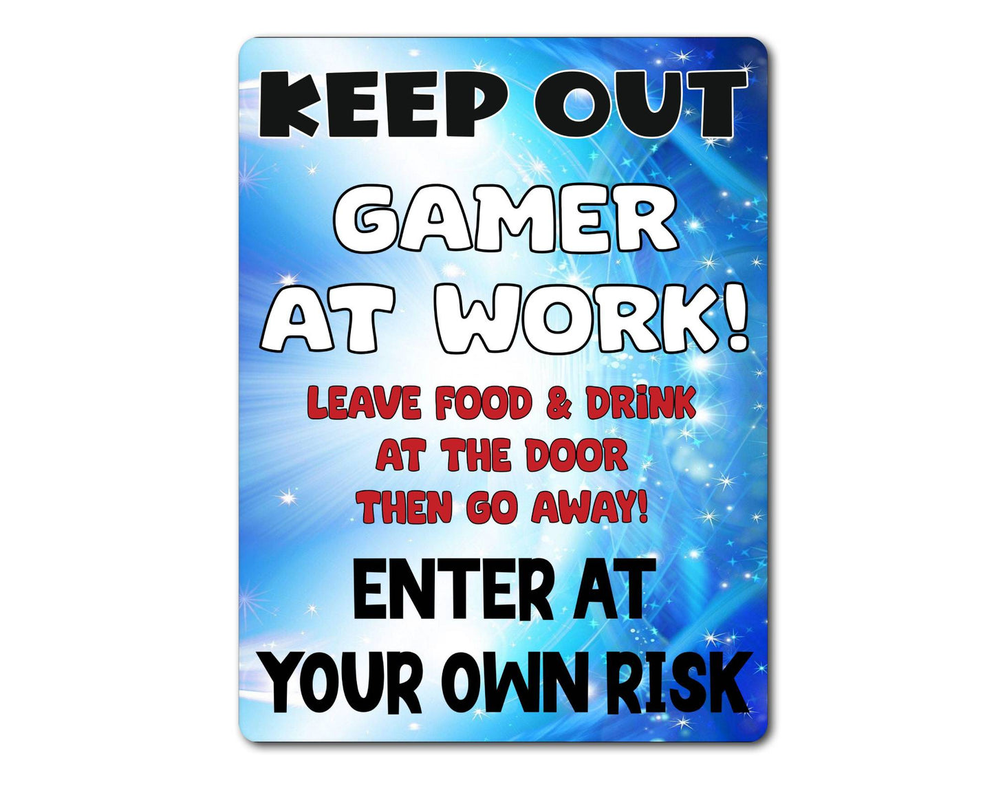 Gaming Metal Sign Gift - Keep Out - Gamer At Work - Cute Fun Novelty Aluminium Present