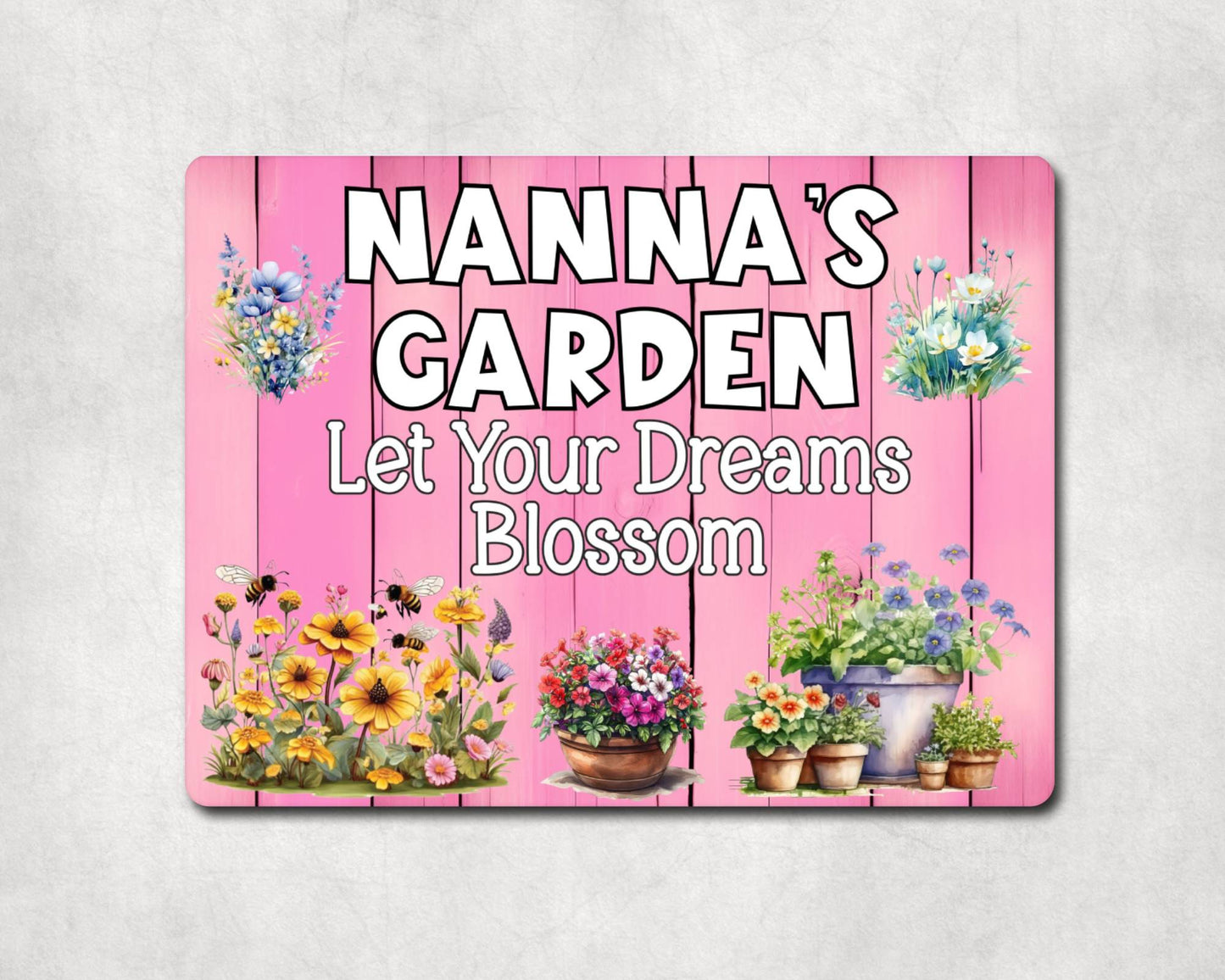 Allotment Metal Sign Gift - Nanna's Garden - Let Your Dreams Blossom - Cute Fun Novelty Family Hen Aluminium Animal Present