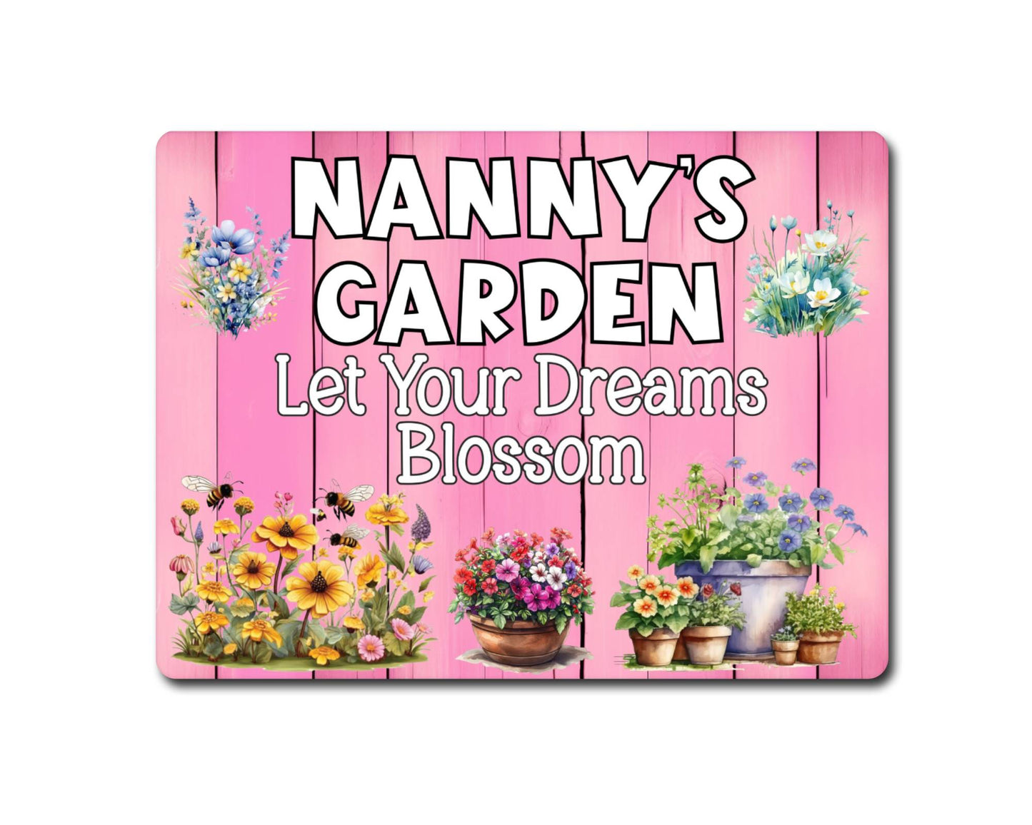 Allotment Metal Sign Gift - Nanny's Garden - Let Your Dreams Blossom - Cute Fun Novelty Family Hen Aluminium Animal Present