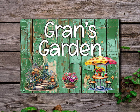Grandparent Allotment Metal Sign Gift - Gran's Garden - Cute Fun Novelty Family Aluminium Animal Present