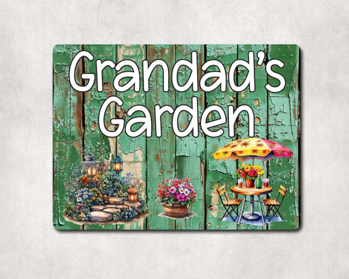 Grandparent Allotment Metal Sign Gift - Grandad's Garden - Cute Fun Novelty Family Aluminium Animal Present