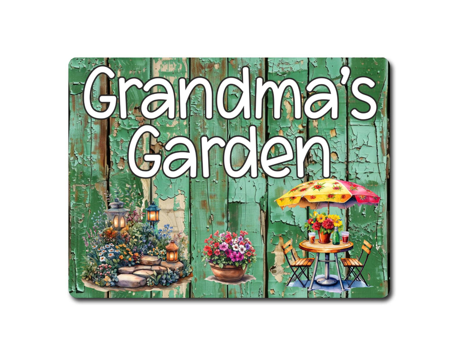 Grandparent Allotment Metal Sign Gift - Grandma's Garden - Cute Fun Novelty Family Aluminium Animal Present