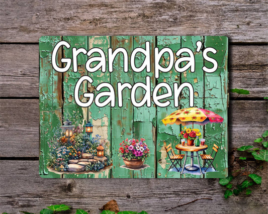 Grandparent Allotment Metal Sign Gift - Grandpa's Garden - Cute Fun Novelty Family Aluminium Animal Present