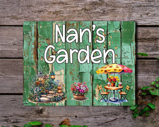 Grandparent Allotment Metal Sign Gift - Nan's Garden - Cute Fun Novelty Family Aluminium Animal Present