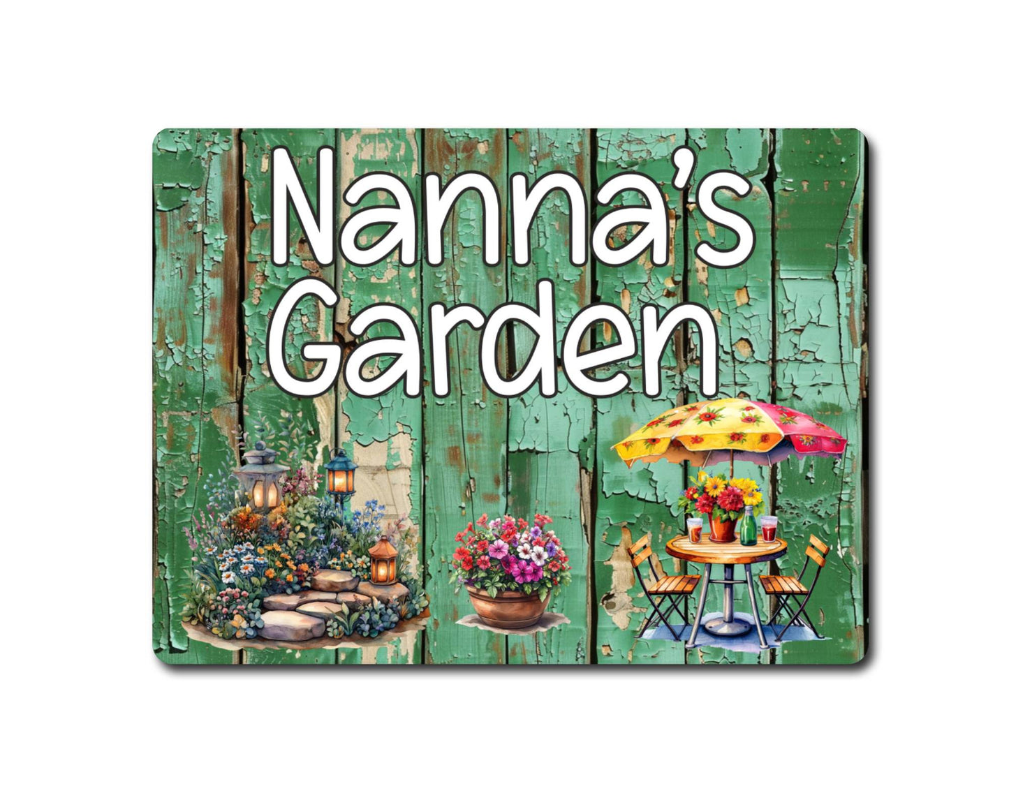Grandparent Allotment Metal Sign Gift - Nanna's Garden - Cute Fun Novelty Family Aluminium Animal Present