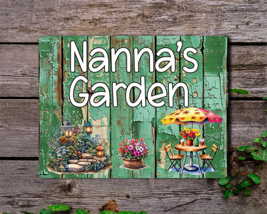 Grandparent Allotment Metal Sign Gift - Nanna's Garden - Cute Fun Novelty Family Aluminium Animal Present
