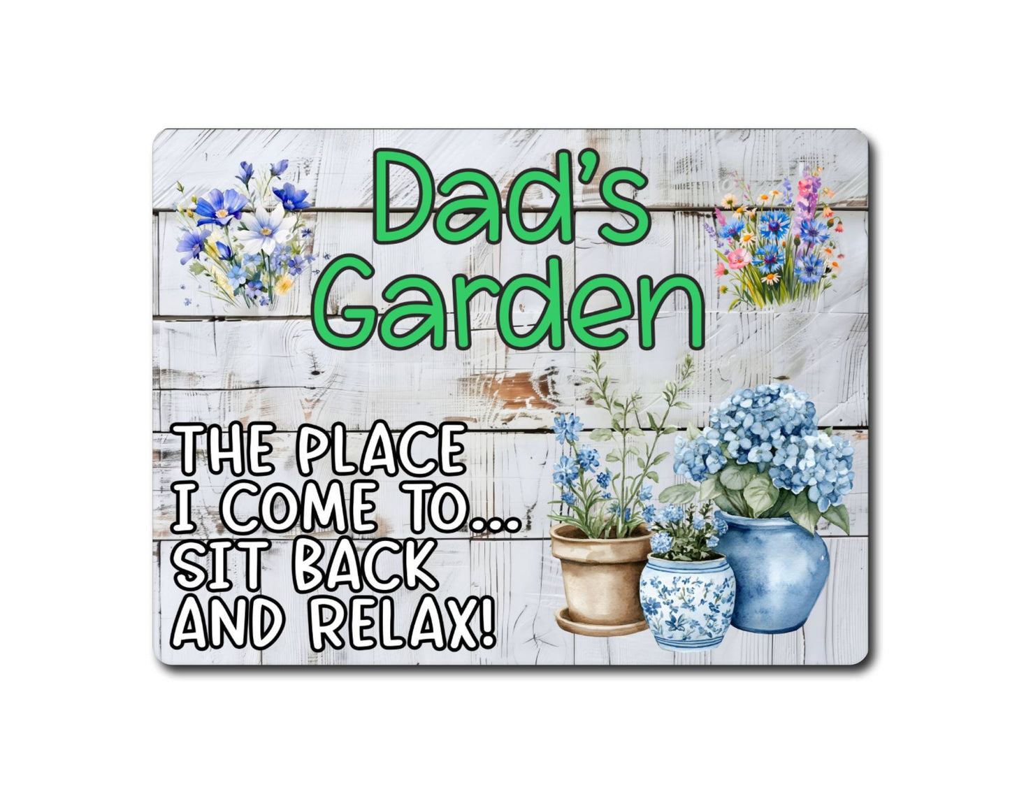 Parent Allotment Metal Sign Gift - Dad's Garden - Sit Back And Relax - Cute Fun Novelty Family Aluminium Animal Present