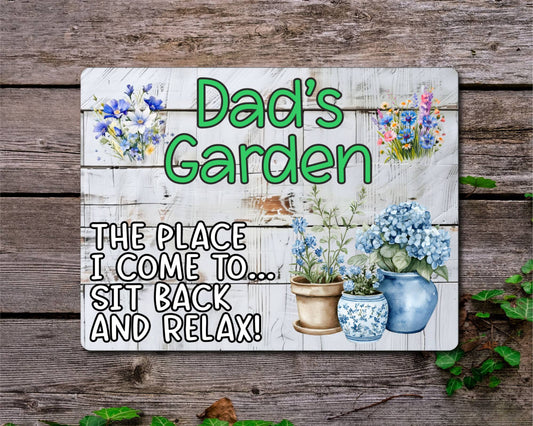 Parent Allotment Metal Sign Gift - Dad's Garden - Sit Back And Relax - Cute Fun Novelty Family Aluminium Animal Present
