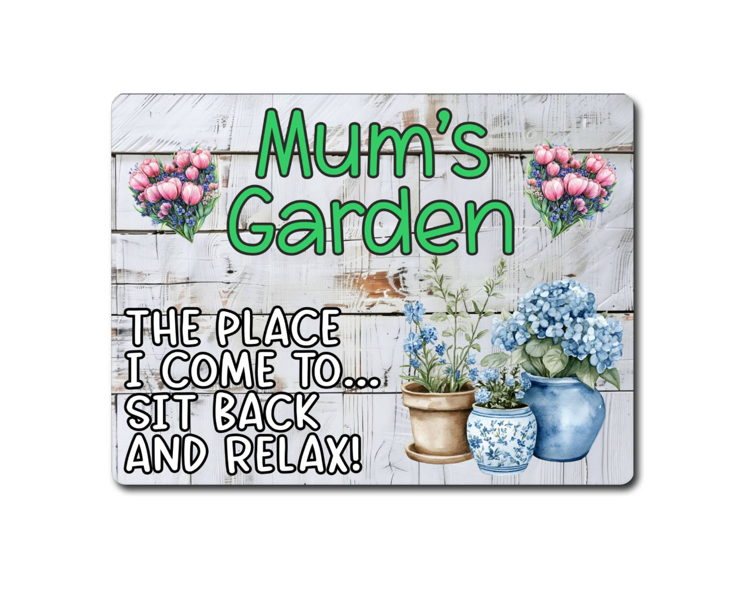 Parent Allotment Metal Sign Gift - Mum's Garden - Sit Back And Relax - Cute Fun Novelty Family Aluminium Animal Present