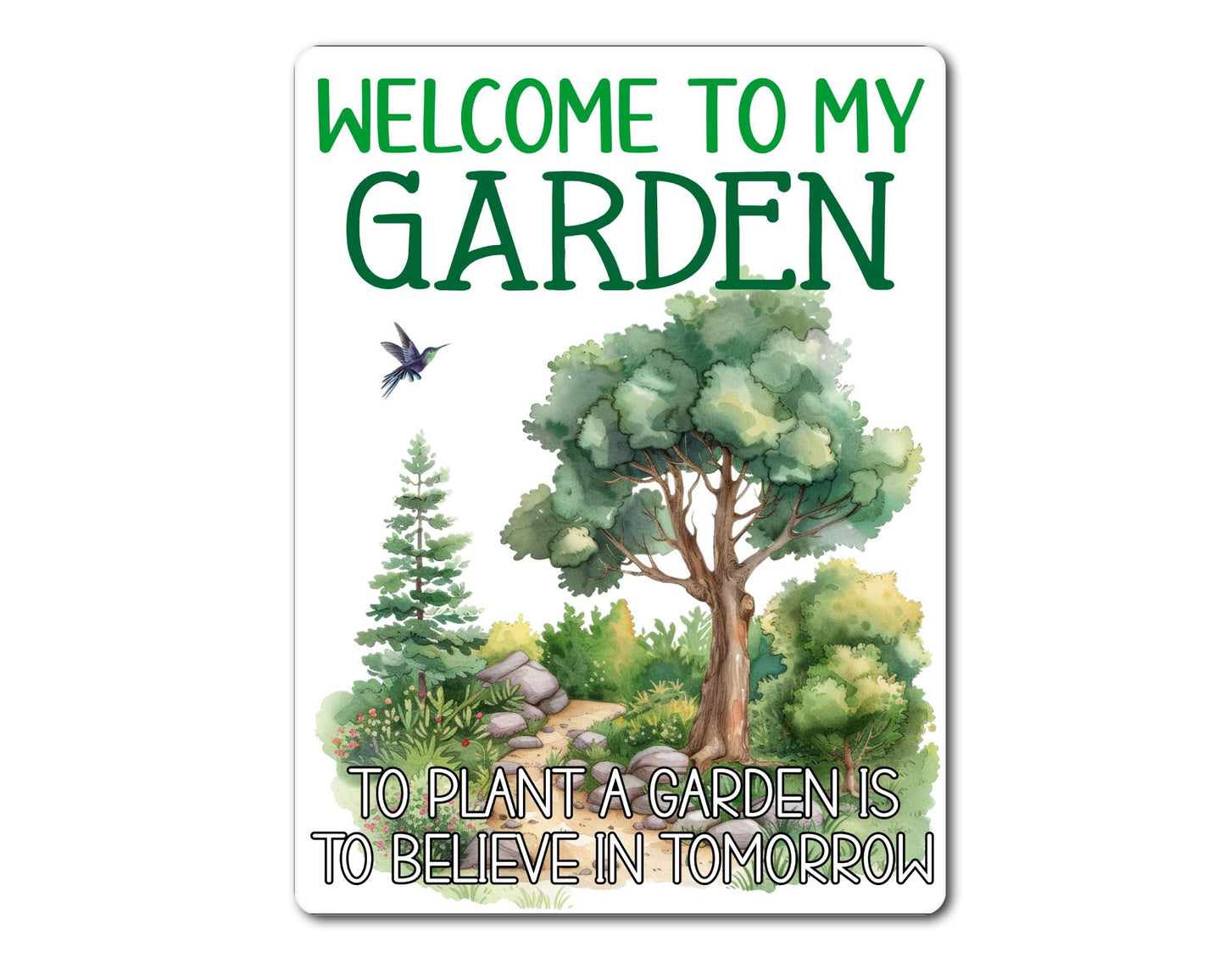 Garden Metal Sign Gift - Welcome To My Garden - Cute Fun Novelty Family Aluminium Present