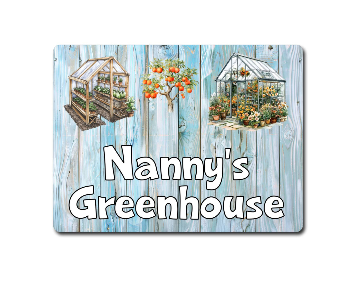 Allotment Metal Sign Gift - Nanny's Greenhouse - Cute Fun Novelty Family Garden Aluminium Present