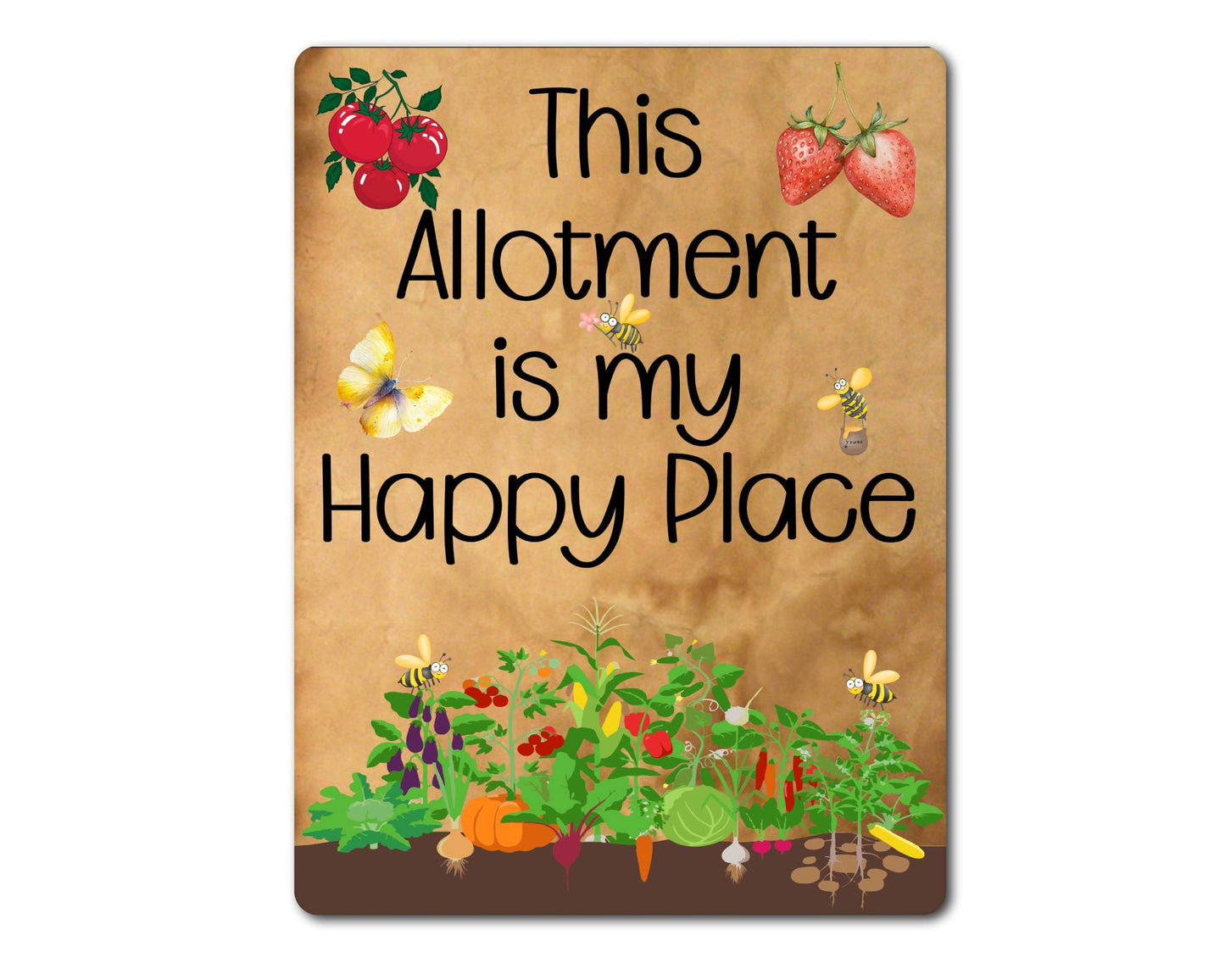 Gardening Metal Sign Gift - This Allotment Is My Happy Place - Cute Fun Novelty Family Aluminium Present