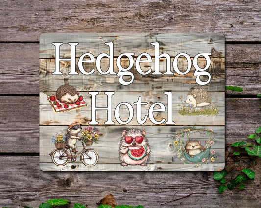 Hedgehogs Metal Sign Gift - Hedgehog Hotel - Cute Fun Novelty Family Animal Aluminium Present