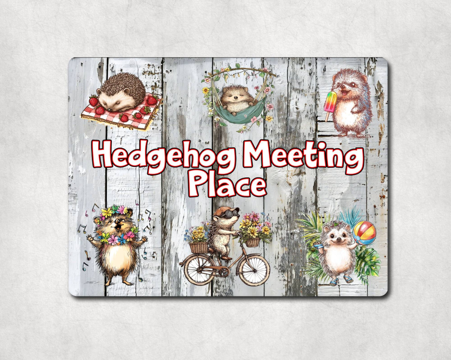 Hedgehogs Metal Sign Gift - Hedgehog Meeting Place - Cute Fun Novelty Family Animal Aluminium Present