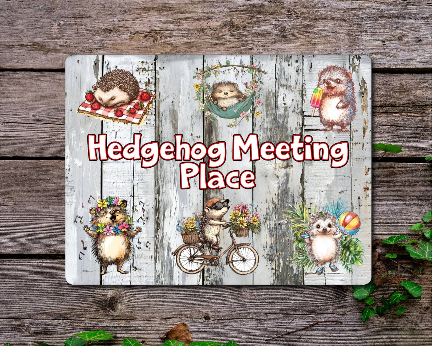 Hedgehogs Metal Sign Gift - Hedgehog Meeting Place - Cute Fun Novelty Family Animal Aluminium Present