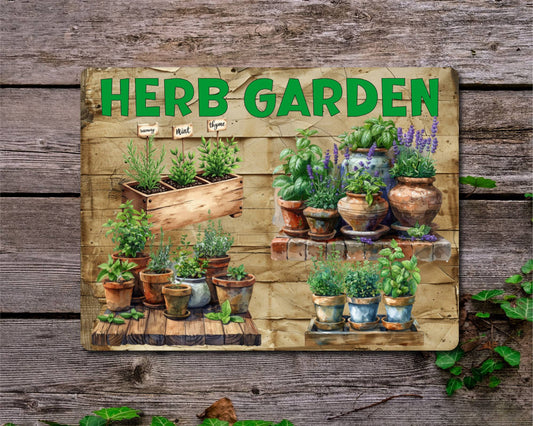Allotment Metal Sign Gift - Herb Garden - Cute Fun Novelty Family Kitchen Aluminium Present
