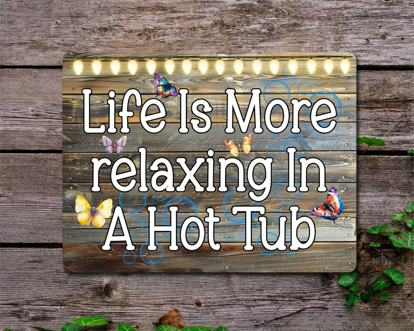 Pool Metal Sign Gift - Life Is More Relaxing In A Hot Tub - Cute Fun Novelty Family Spa Aluminium Present