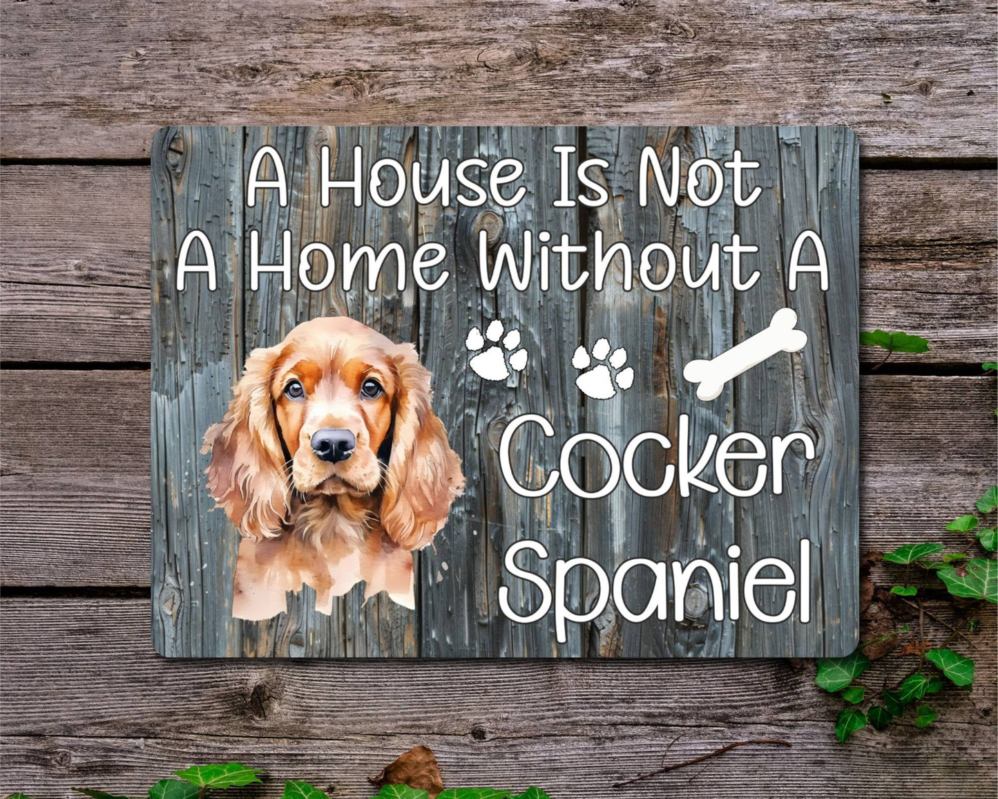 Dog Metal Sign Gift - A House Is Not A Home Without A Cocker Spaniel - Cute Fun Novelty Family Pet Aluminium Present