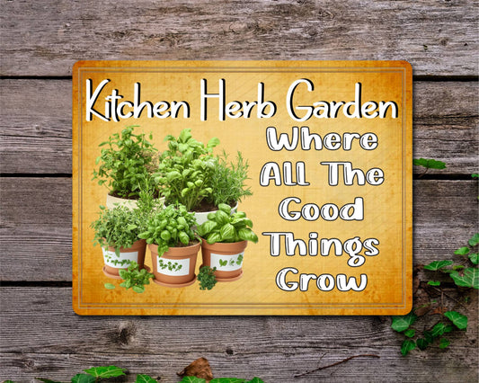 Gardening Metal Sign Gift - Kitchen Herb Garden - Where All The Good Things Grow - Cute Fun Novelty Family Aluminium Present