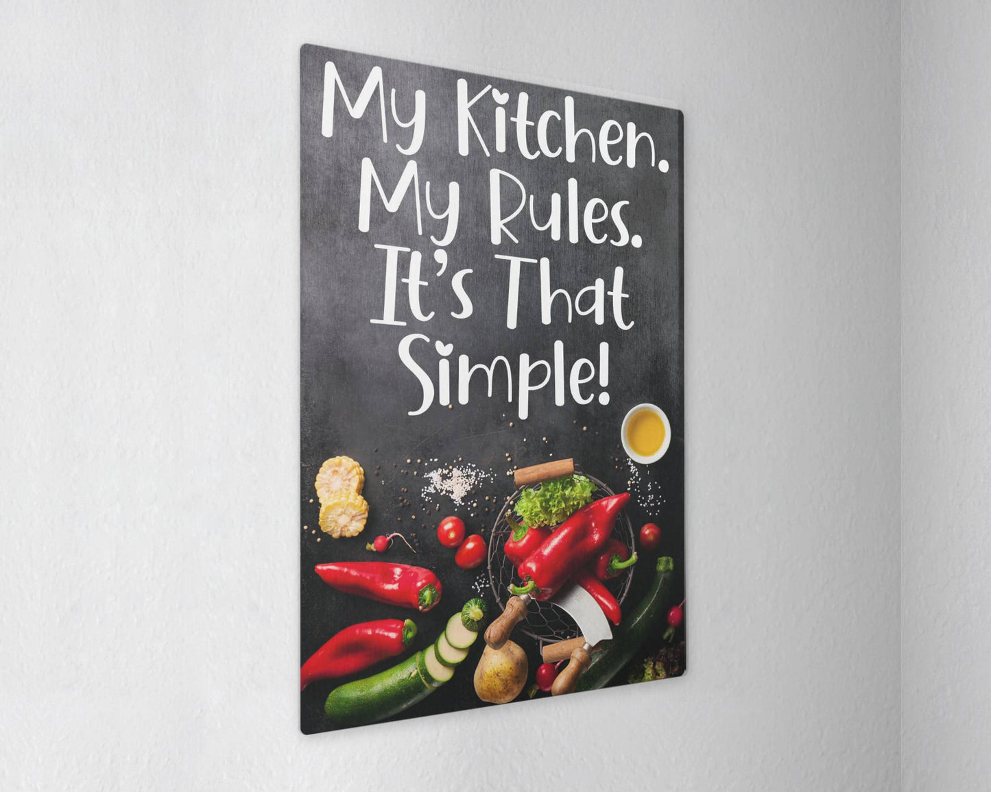 Kitchen Metal Sign Gift - My Kitchen My Rules - Cute Fun Novelty Family Aluminium Present