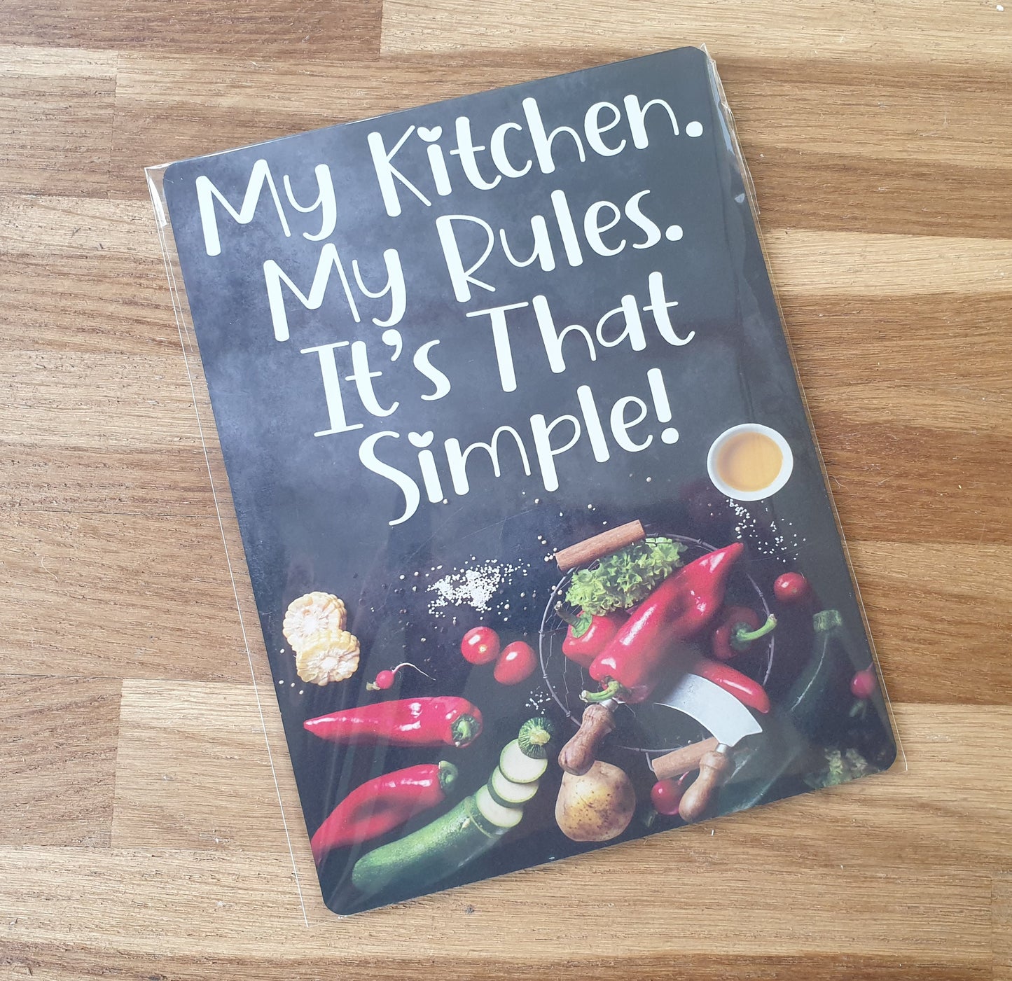 Kitchen Metal Sign Gift - My Kitchen My Rules - Cute Fun Novelty Family Aluminium Present