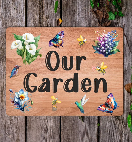 Garden Metal Sign Gift - Our Garden - Beech - Cute Fun Novelty Family Aluminium Present