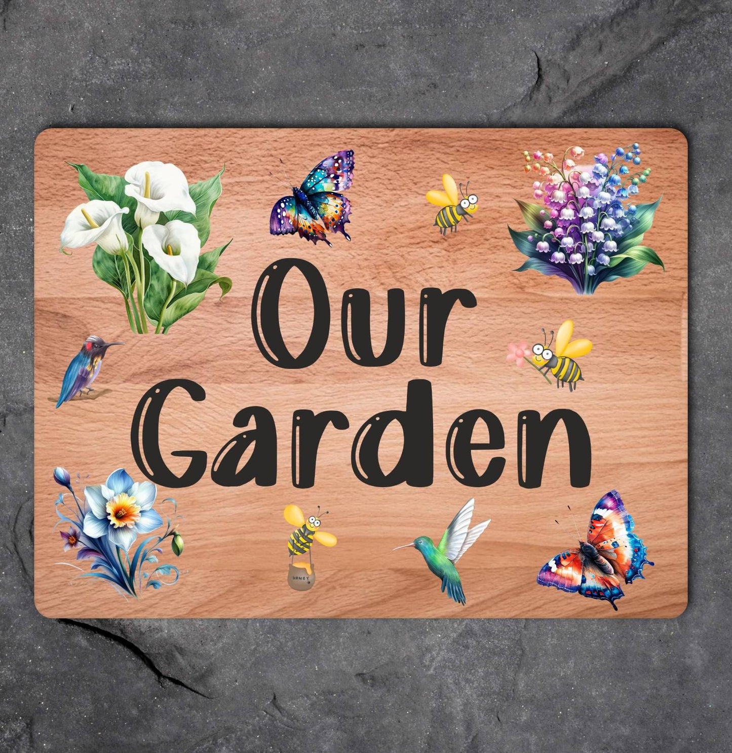 Garden Metal Sign Gift - Our Garden - Beech - Cute Fun Novelty Family Aluminium Present