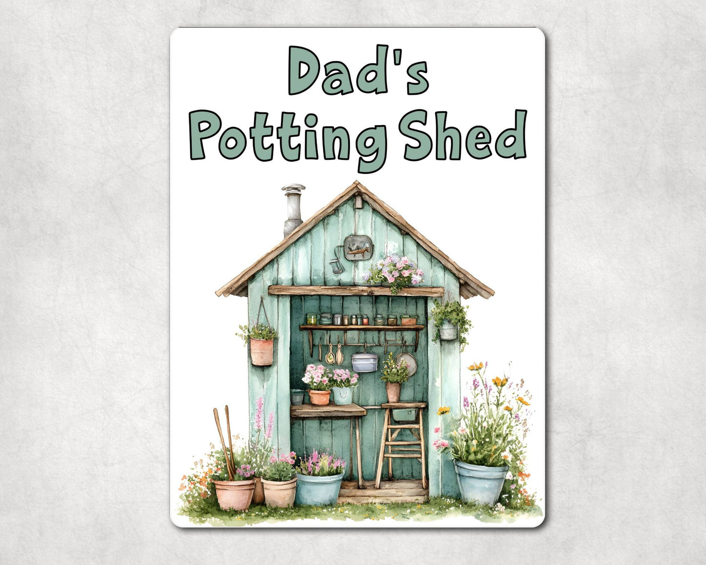 Gardening Metal Sign Gift - Dad's Potting Shed - Green - Cute Fun Novelty Family Aluminium Present