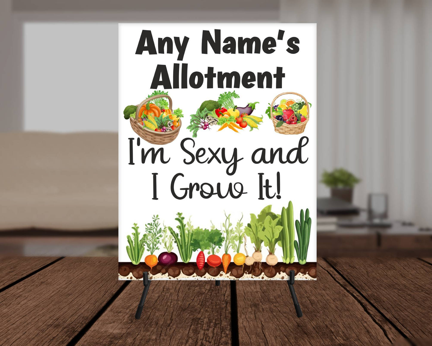 Personalised Garden Metal Sign Gift - Any Name Allotment - I'm Sexy And I Grow It - Cute Fun Novelty Family Aluminium Present