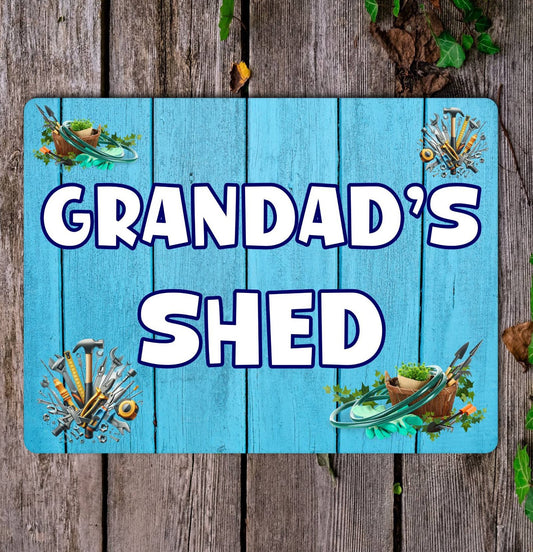 Grandad Metal Sign Gift - Grandad's Shed - Cute Fun Novelty Family Aluminium Present