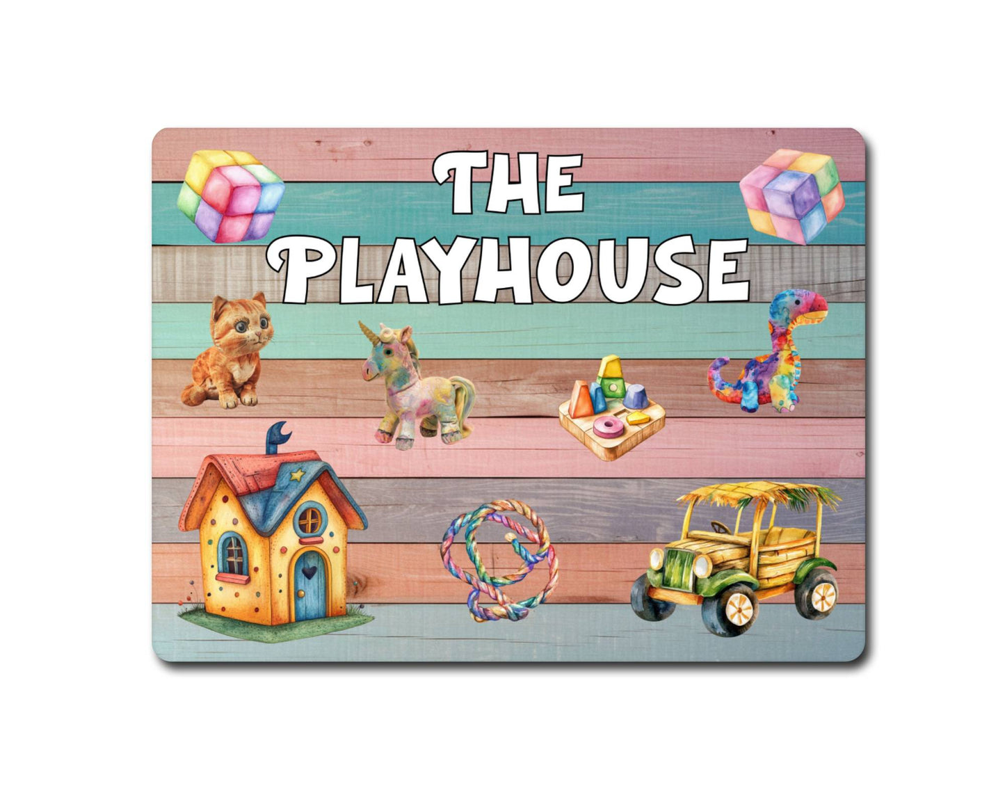 Children Metal Sign Gift - The Playhouse - Cute Fun Novelty Family Gardening Aluminium Present