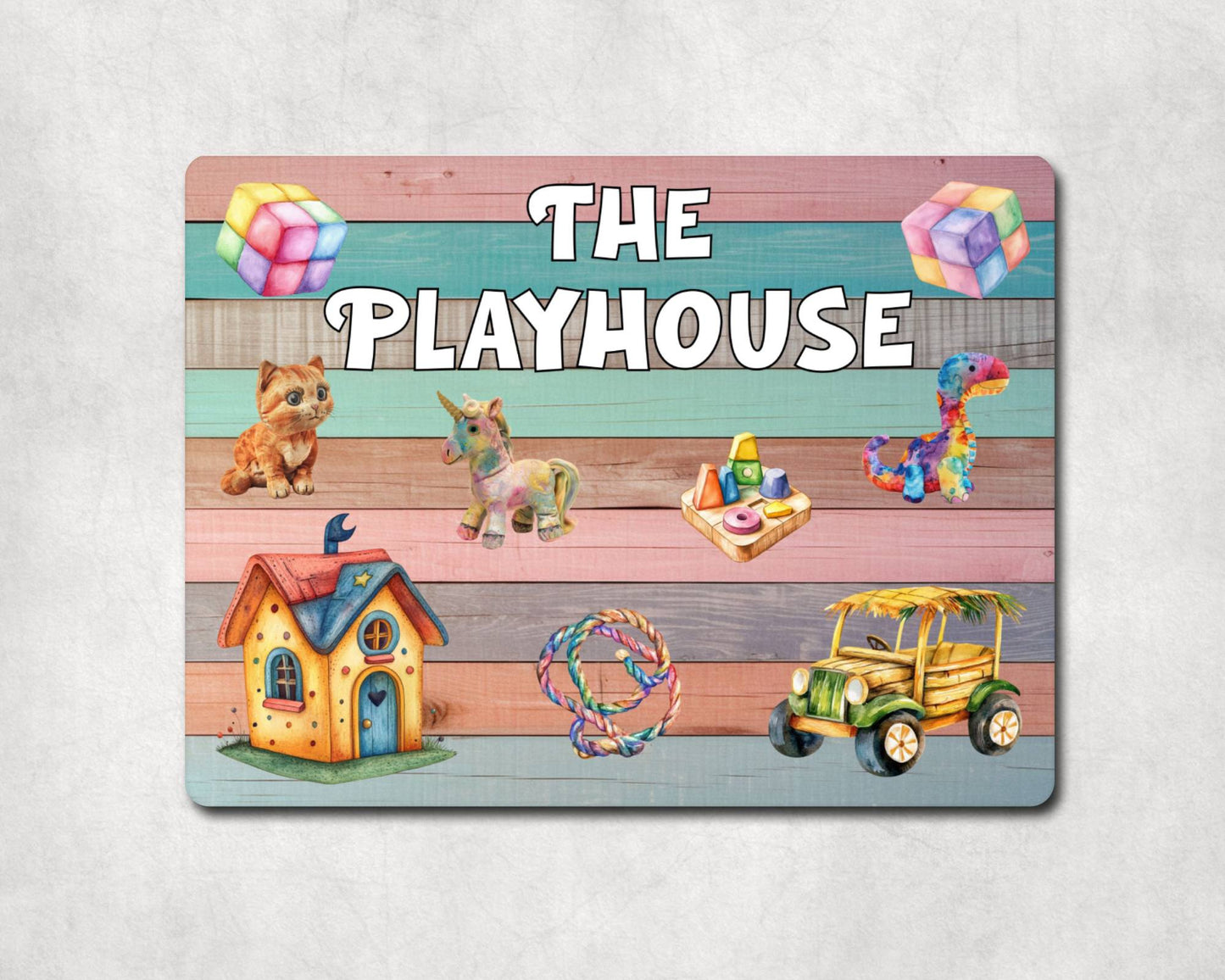 Children Metal Sign Gift - The Playhouse - Cute Fun Novelty Family Gardening Aluminium Present
