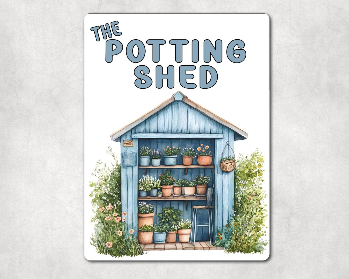 Gardening Metal Sign Gift - The Potting Shed - Blue - Cute Fun Novelty Family Aluminium Present