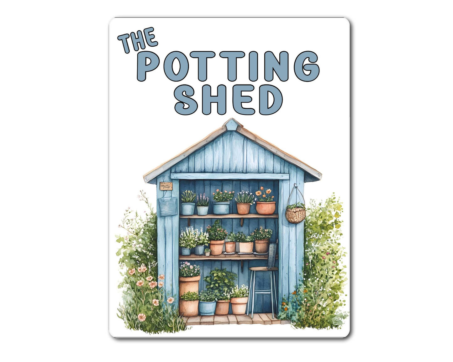 Gardening Metal Sign Gift - The Potting Shed - Blue - Cute Fun Novelty Family Aluminium Present