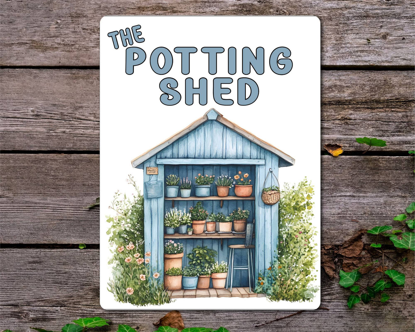 Gardening Metal Sign Gift - The Potting Shed - Blue - Cute Fun Novelty Family Aluminium Present