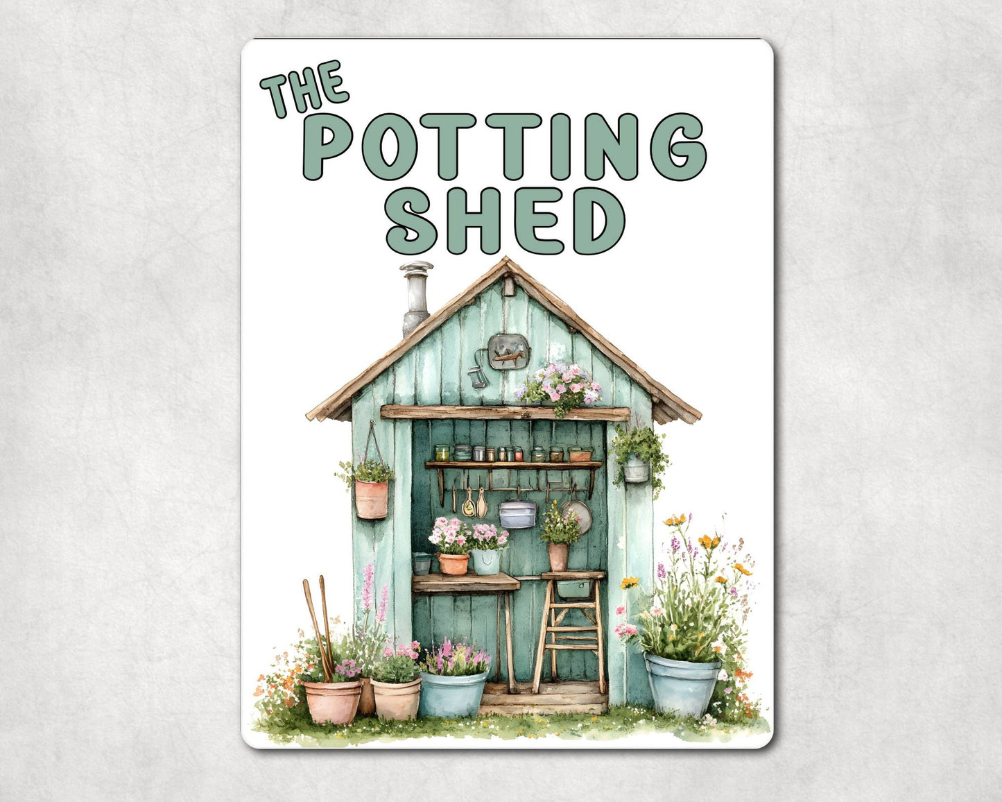 Gardening Metal Sign Gift - The Potting Shed - Green - Cute Fun Novelty Family Aluminium Present