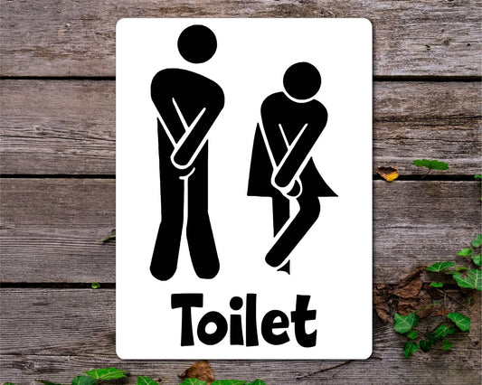 Bathroom Metal Sign Gift - Funny Toilet Sign - BLACK - Cute Fun Novelty Aluminium Present