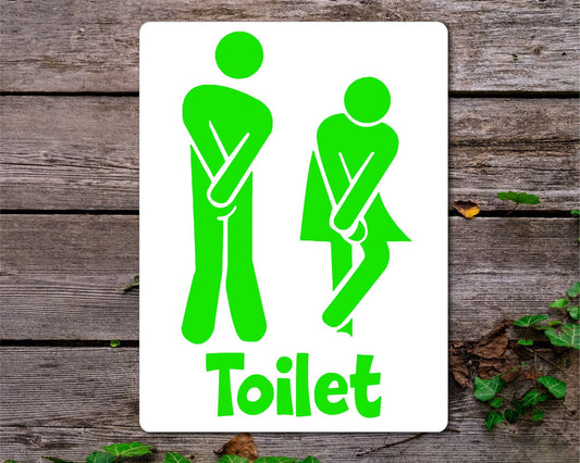 Bathroom Metal Sign Gift - Funny Toilet Sign - GREEN - Cute Fun Novelty Aluminium Present