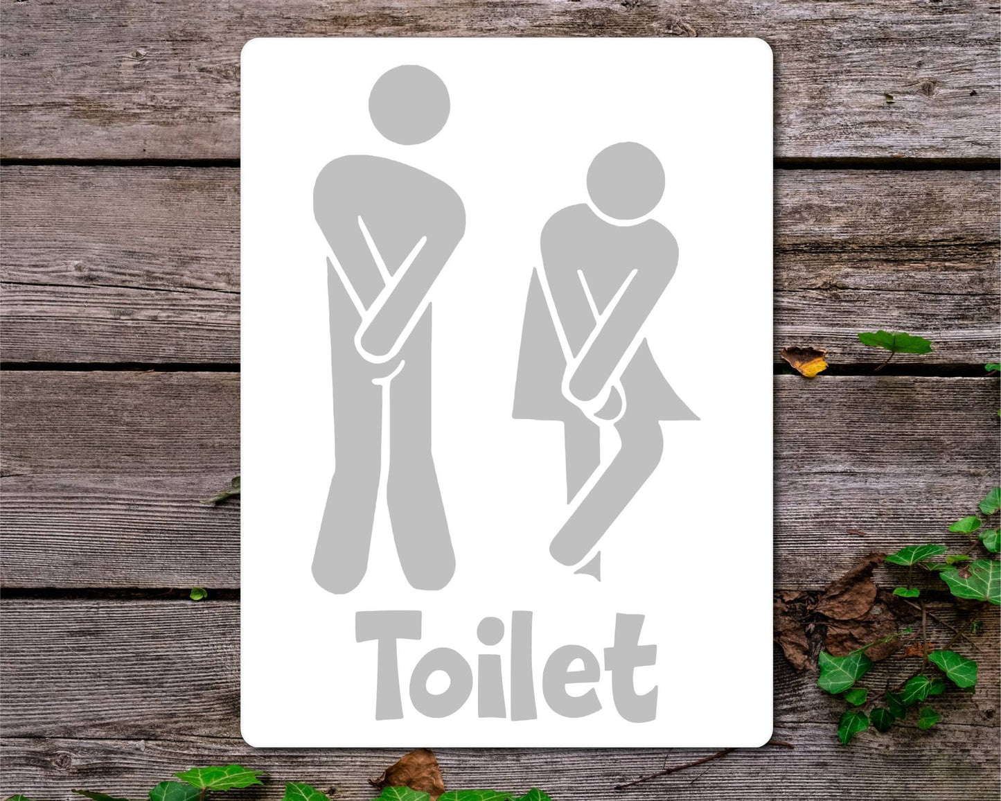 Bathroom Metal Sign Gift - Funny Toilet Sign - GREY - Cute Fun Novelty Aluminium Present