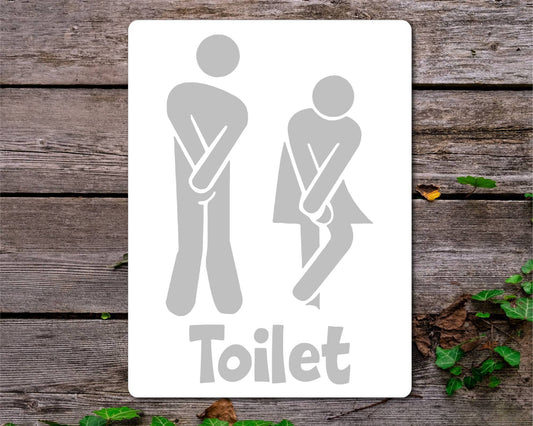 Bathroom Metal Sign Gift - Funny Toilet Sign - GREY - Cute Fun Novelty Aluminium Present