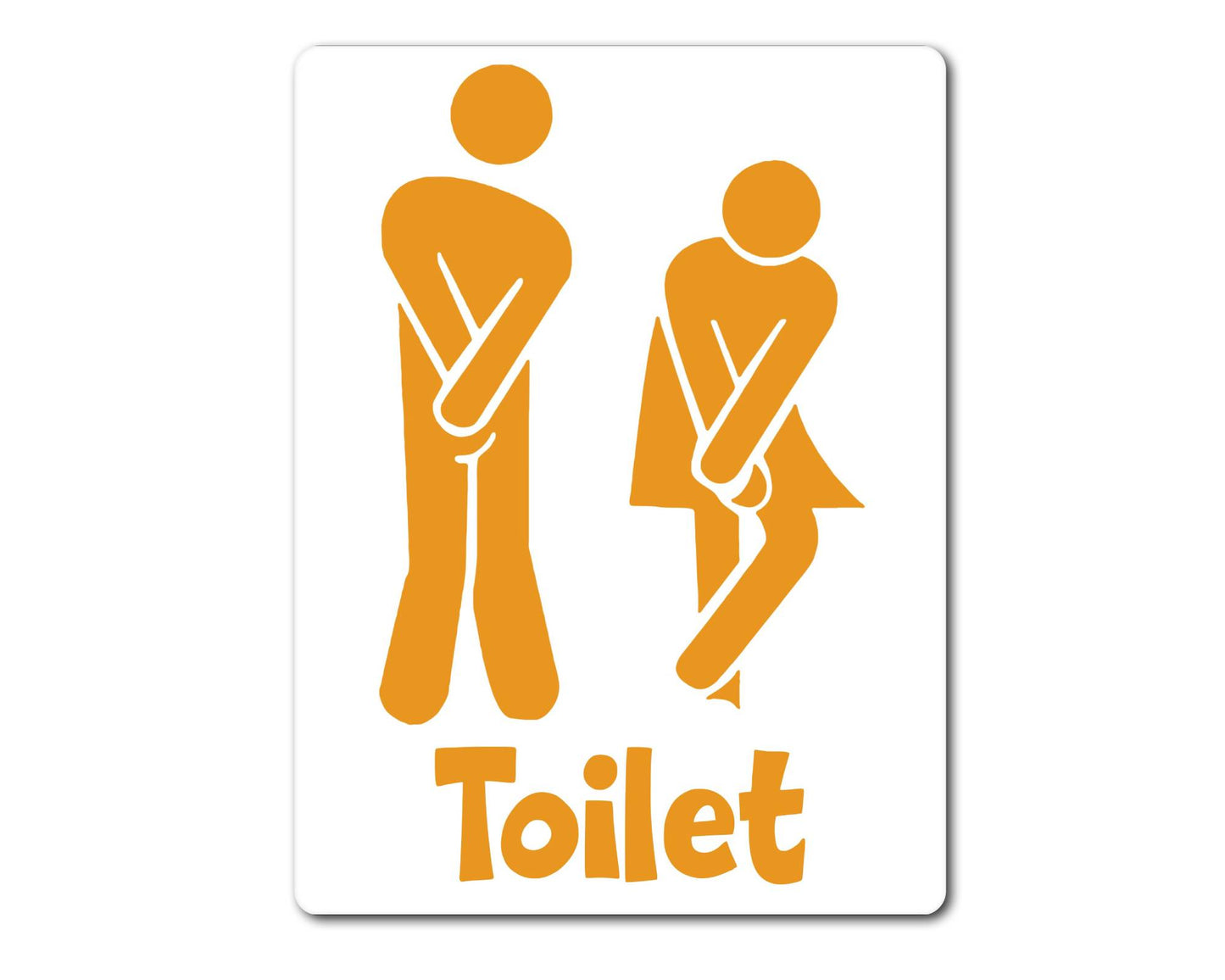 Bathroom Metal Sign Gift - Funny Toilet Sign - ORANGE - Cute Fun Novelty Aluminium Present