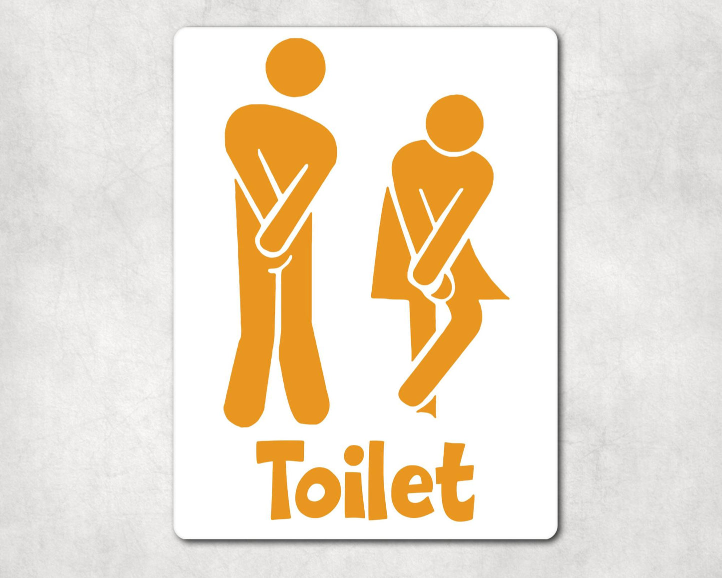 Bathroom Metal Sign Gift - Funny Toilet Sign - ORANGE - Cute Fun Novelty Aluminium Present