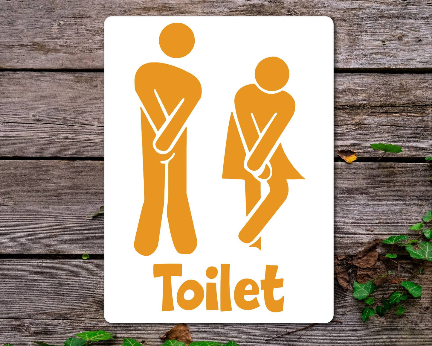 Bathroom Metal Sign Gift - Funny Toilet Sign - ORANGE - Cute Fun Novelty Aluminium Present